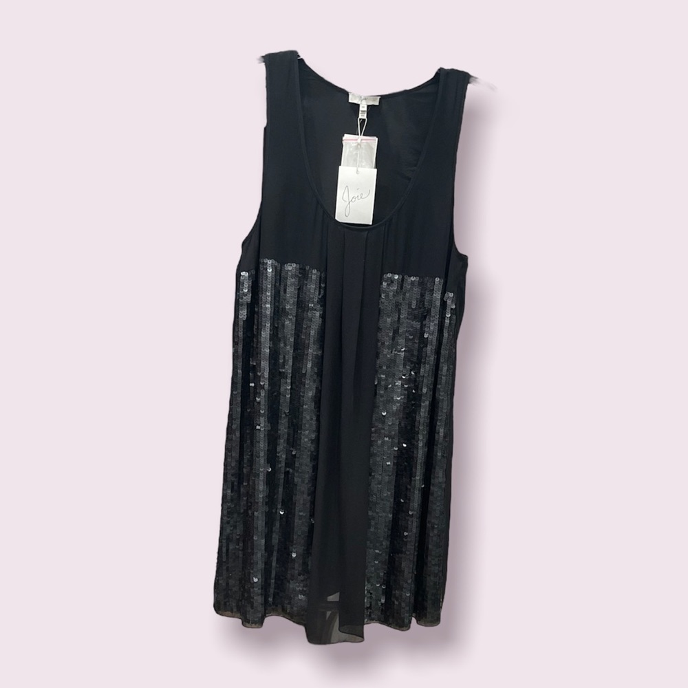 Nwt Joie Black Sleeveless Sequin Shift Dress. Size M